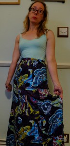 Mothy skirt. There are so many colours in the print, it pretty much goes with anything. 